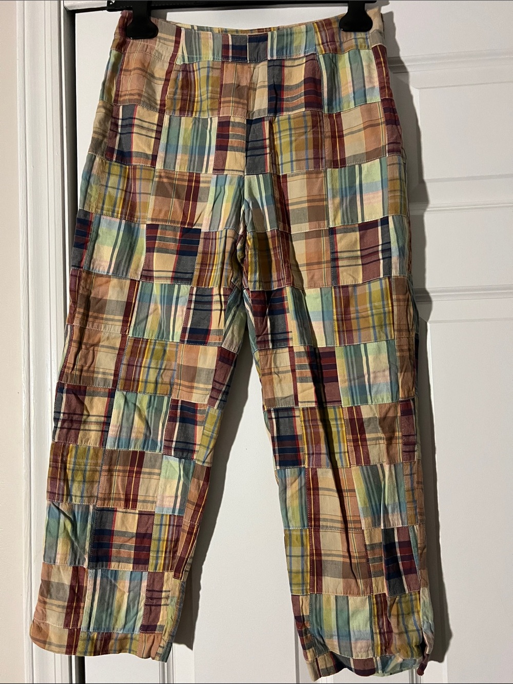 Jones New York Multi-Color Patchwork Plaid Cropped Pants